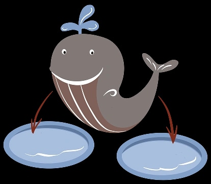 Wal-Illustration mit zwei Schwimmbecken
